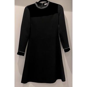 Sandro Long Sleeve Black Dress, Knee Length